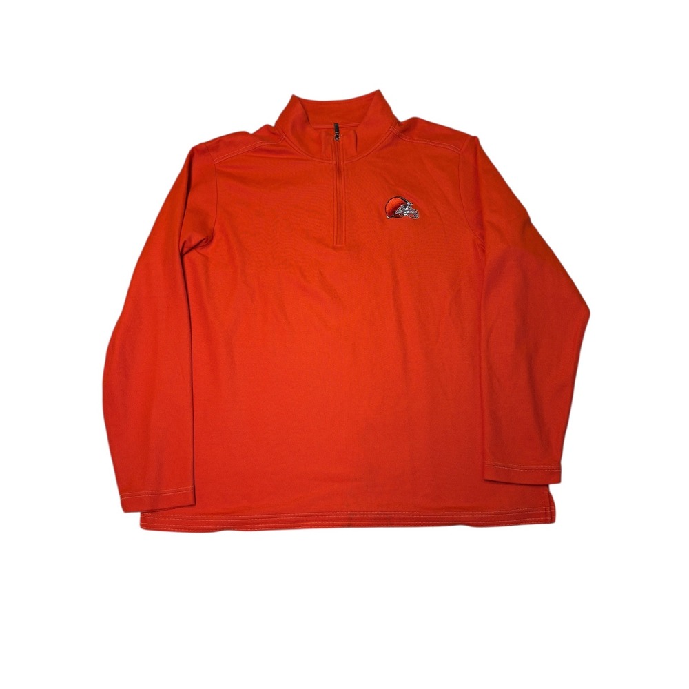 Tommy Bahama Cleveland Browns Islandzone Supima Cotton 1/4 Zip Orange XL